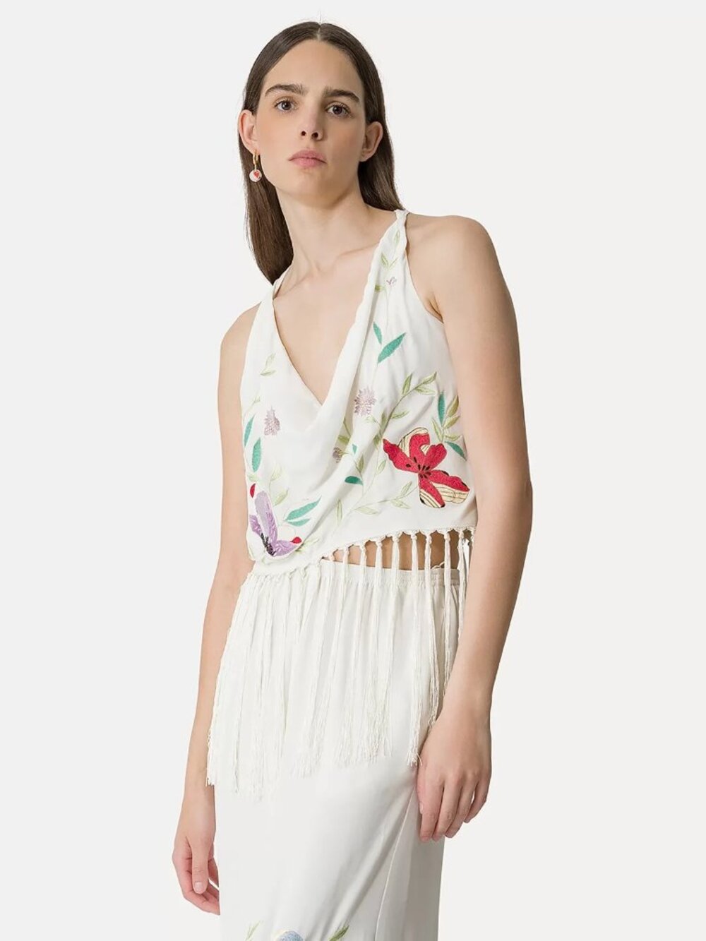 Forte Forte Embroidered Fringe Wrap Top | Ivory | Size 2 | Italian Luxury - Picture 15 of 16